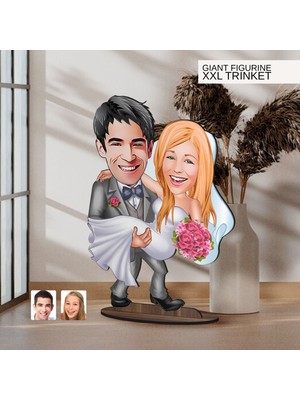 Bk Gift Kişiye Özel Evleniyoruz Karikatürlü Büyük Boy Ahşap Biblo-7 Arkadaşa Hediye , Sevgiliye Hediye, Kişiye Özel Biblolar