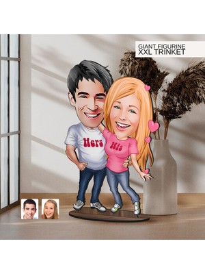 Bk Gift Kişiye Özel Sevgililer Karikatürlü Büyük Boy Ahşap Biblo-5 Arkadaşa Hediye , Sevgiliye Hediye, Kişiye Özel Biblolar