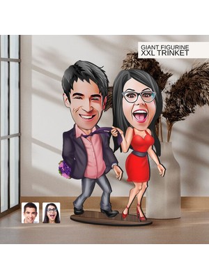 Bk Gift Kişiye Özel Sevgililer Karikatürlü Büyük Boy Ahşap Biblo-4 Arkadaşa Hediye , Sevgiliye Hediye, Kişiye Özel Biblolar