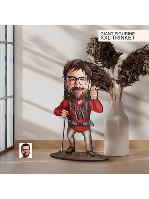 Bk Gift Kişiye Özel Gezgin Karikatürlü Büyük Boy Ahşap Biblo-1 Arkadaşa Hediye , Sevgiliye Hediye, Kişiye Özel Biblolar