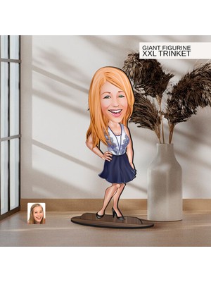 Bk Gift Kişiye Özel Anne Karikatürlü Büyük Boy Ahşap Biblo-1 Arkadaşa Hediye , Sevgiliye Hediye, Kişiye Özel Biblolar