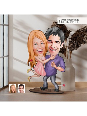 Bk Gift Kişiye Özel Sevgililer Karikatürlü Büyük Boy Ahşap Biblo-3 Arkadaşa Hediye , Sevgiliye Hediye, Kişiye Özel Biblolar