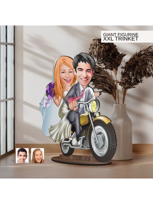 Bk Gift Kişiye Özel Evleniyoruz Karikatürlü Büyük Boy Ahşap Biblo-8 Arkadaşa Hediye , Sevgiliye Hediye, Kişiye Özel Biblolar