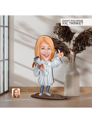 Bk Gift Kişiye Özel Mezun Karikatürlü Büyük Boy Ahşap Biblo-3 Arkadaşa Hediye , Sevgiliye Hediye, Kişiye Özel Biblolar