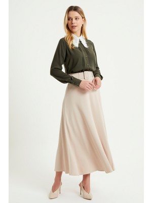 Vavinor Kemerli Kloş Etek - Bej