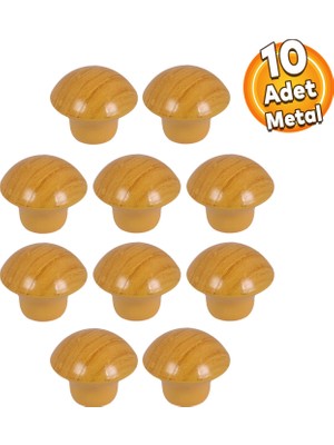 BADEM10 Mantar Düğme Kulp Çekmece Dolap Kapak Kulpu Kulbu Açık Kayın Tek Vidalı Metal Kulpları (10 ADET)