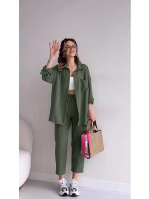 Barbora Keten Günlük İkili Takım Elbise Pantolon Gömlek