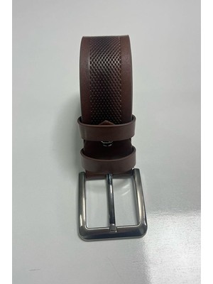 Madmext Erkek Suni Deri Desenli Kahverengi Kemer 6871