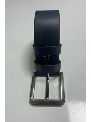 Madmext Erkek Suni Deri Düz Lacivert  Kemer 6872