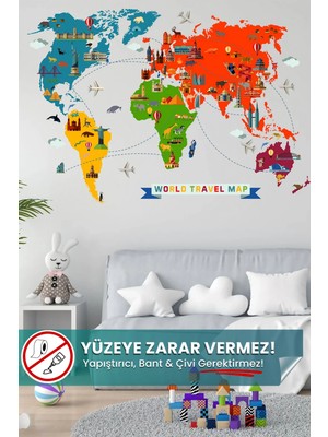 Pi Papers World Travel Map, Dünya Seyahat Haritası - Taşınabilir, Kullanışlı, Yazılıp Silinen Statik Akıllı Kağıt (150x100 Cm)