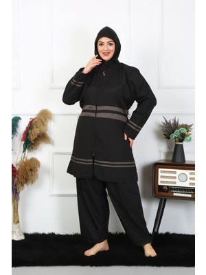 Akbeniz Büyük Beden Tesettür Mayo 7XL-8XL-9XL-10XL Siyah 55010
