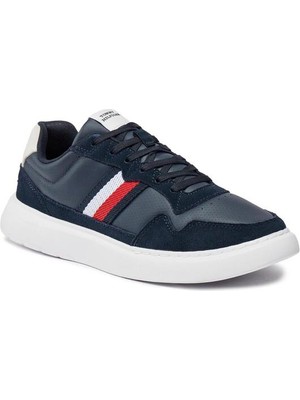 Tommy Hilfiger Erkek Marka Logolu Bağcıklı Kaydırmaz Tabanlı Günlük Lacivert Sneaker FM0FM04889-DW5