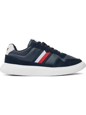 Tommy Hilfiger Erkek Marka Logolu Bağcıklı Kaydırmaz Tabanlı Günlük Lacivert Sneaker FM0FM04889-DW5