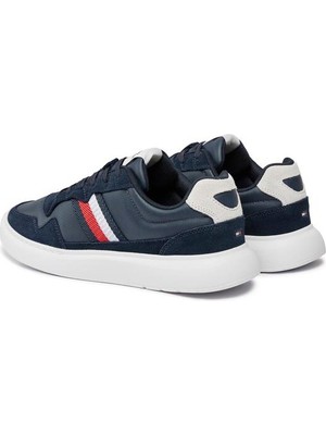 Tommy Hilfiger Erkek Marka Logolu Bağcıklı Kaydırmaz Tabanlı Günlük Lacivert Sneaker FM0FM04889-DW5