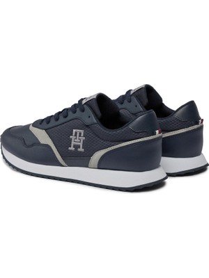 Tommy Hilfiger Erkek Marka Logolu Bağcıklı Kaydırmaz Tabanlı Günlük Lacivert Sneaker FM0FM04887-DW5