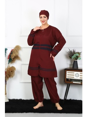 Akbeniz Büyük Beden Tesettür Mayo 7XL-8XL-9XL-10XL Bordo 55010