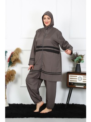 Akbeniz Büyük Beden Tesettür Mayo 7XL-8XL-9XL-10XL Füme 55010