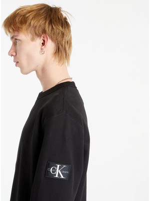 Calvin Klein Erkek Marka Logo Detaylı Regular Fit Uzun Kollu Siyah Sweatshirt