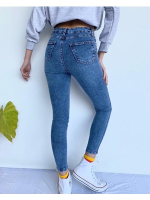 Key Moda Kadın Yüksek Bel Skinny Jean Atlas Kot Pantolon