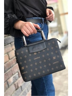 Armine 223 Bayan Çanta Siyah Baskılı
