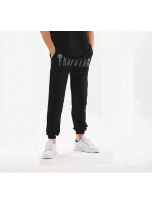 Sneppy Unisex Taş Detaylı Eşofman Altı - Siyah