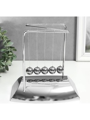 Lemra Krom Kaplamalı Newton Denge Topları - Newtons Cradle Metal Sarkaç