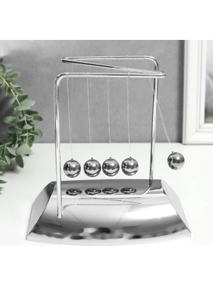 Lemra Krom Kaplamalı Newton Denge Topları - Newtons Cradle Metal Sarkaç