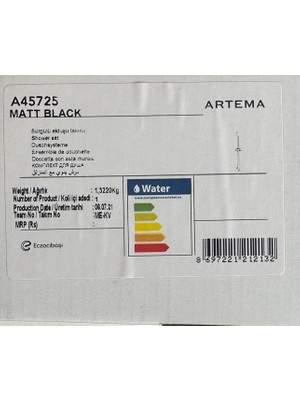 Artema A45725 Artema Siyah Sürgülü Duş Takımı Matt Black