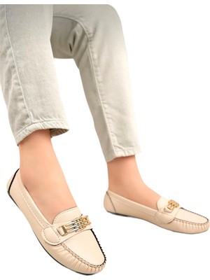 Liger Kadın Hafif Taban Günlük Rahat Babet KREM