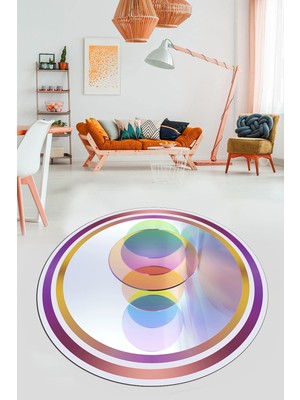 Evdeya Modern Çerçeve Desen Yıkanabilir Kaymaz Yolluk Mutfak Yuvarlak Salon Halısı, Y-Çerçeveli-24-Renkli,