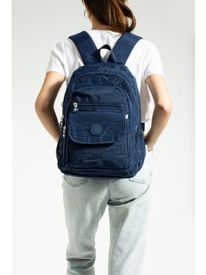 Rky Serenity Mega Çanta 9 Bölmeli Klinkır Kumaş Geniş Iç Hacimli Laptop Bölmeli Günlük Okul Seyahat Sırt Çantası