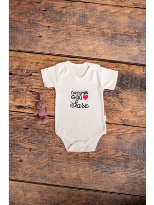 Tinykiddesign Kişiye Özel Isimli Nakışlı Bebek Basic Pamuk Penye Bisiklet Yaka Yarım Kol Body Zıbın