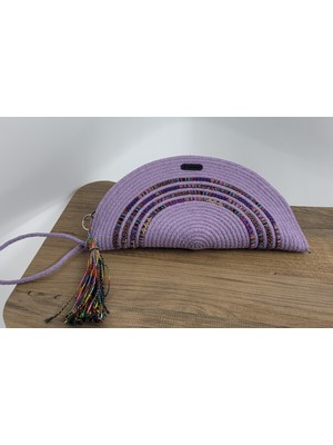 SÜSSLÜDÜŞLER Lila Dengrade El Yapımı Özel Dikim,clutch Çanta,portföy Çanta,el Çantası, Handmade Çanta 16X33 cm