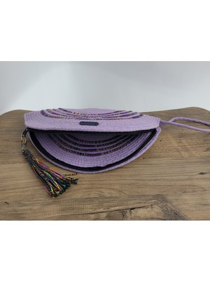 SÜSSLÜDÜŞLER Lila Dengrade El Yapımı Özel Dikim,clutch Çanta,portföy Çanta,el Çantası, Handmade Çanta 16X33 cm