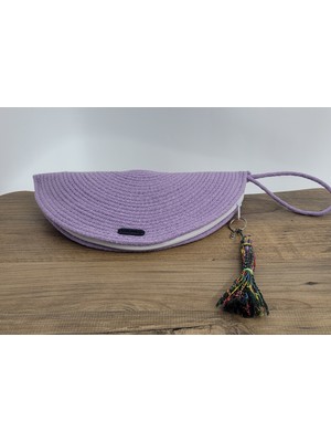 SÜSSLÜDÜŞLER Lila El Yapımı Özel Dikim,clutch Çanta,portföy Çanta,el Çantası, Handmade Çanta 16X33 cm