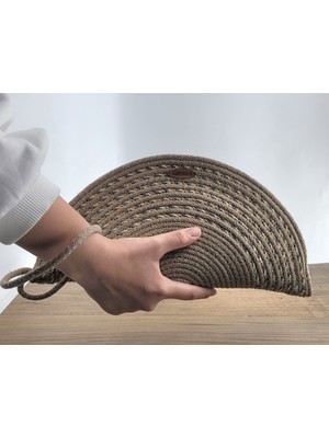 SÜSSLÜDÜŞLER Hasır Vizon El Yapımı Özel Dikim,clutch Çanta,portföy Çanta,el Çantası, Handmade Çanta 16X33 cm