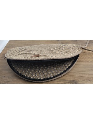 SÜSSLÜDÜŞLER Hasır Vizon El Yapımı Özel Dikim,clutch Çanta,portföy Çanta,el Çantası, Handmade Çanta 16X33 cm