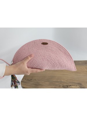 SÜSSLÜDÜŞLER Pembe El Yapımı Özel Dikim,clutch Çanta,portföy Çanta,el Çantası, Handmade Çanta 16X33 cm