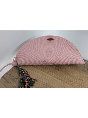 SÜSSLÜDÜŞLER Pembe El Yapımı Özel Dikim,clutch Çanta,portföy Çanta,el Çantası, Handmade Çanta 16X33 cm