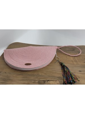 SÜSSLÜDÜŞLER Pembe El Yapımı Özel Dikim,clutch Çanta,portföy Çanta,el Çantası, Handmade Çanta 16X33 cm