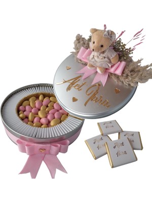 Çikolata Cafe Belçika Çikolatası Kız Bebek Çikolatası Ayıcık Pleksi Isim,çiçek SÜS100AD.MADLEN 400GR.DRAJE(BEYAZ)