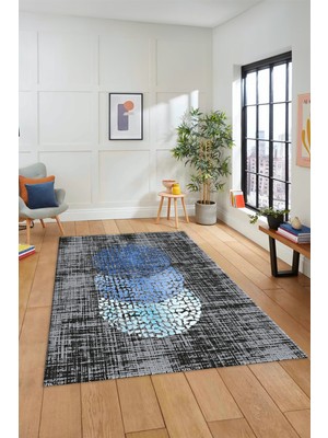 Evdeya Dijital Baskılı Kaymaz Taban Yıkanabilir Modern Yolluk Mutfak Salon Halısı Modern-01-Antrasit