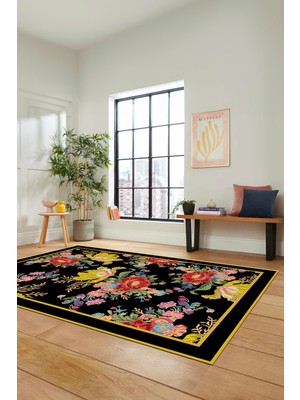 Evdeya Çiçek Desenli Dijital Kaymaz Yıkanabilir Yolluk Mutfak Salon Halısı Modern-16-Renkli