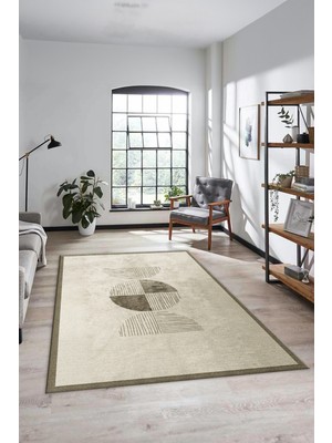 Evdeya Baskılı Kaymaz Taban Yıkanabilir Modern Yolluk Mutfak Salon Halısı Modern-94-Vizon