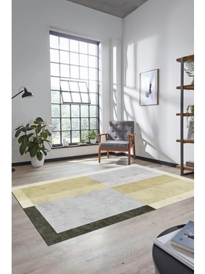 Evdeya Baskılı Kaymaz Taban Yıkanabilir Modern Şık Yolluk Mutfak Salon Halısı MODERN-107-KREM