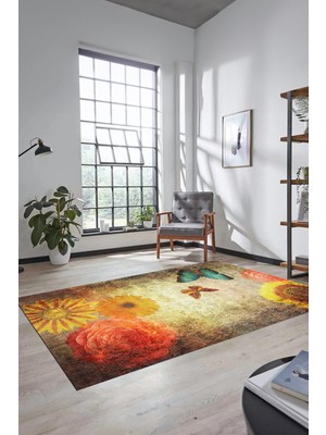 Evdeya Baskılı Kaymaz Taban Yıkanabilir Modern Yolluk Mutfak Salon Halısı MODERN-109-RENKLİ