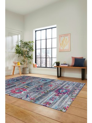 Evdeya Modern Etnik Desen Dijital Kaymaz Yıkanabilir Yolluk Mutfak Salon Halısı Modern-30-Renkli