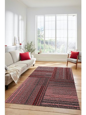 Evdeya 3D Modern Kilim Desen Dijital Kaymaz Yıkanabilir Yolluk Mutfak Salon Halısı Modern-34-Pembe