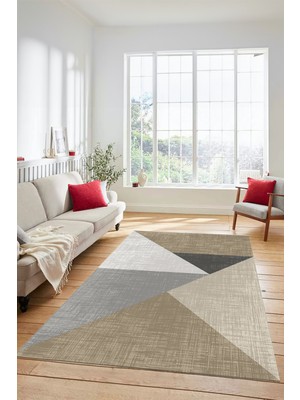 Evdeya Dijital Baskılı Kaymaz Yıkanabilir Modern Yolluk Koridor Mutfak Salon Halısı Modern-38-Kahve