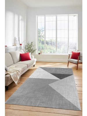 Evdeya Dijital Baskılı Kaymaz Yıkanabilir Modern Yolluk Koridor Mutfak Salon Halısı Modern-38-Gri